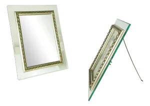 Large Vintage Nickel-Plated Picture Frames in Brass and Glass, 1950s, Set of 2