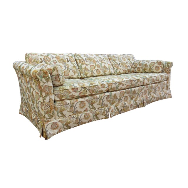 Vintage Ethan Allen Traditional Classics Sofa With Earth Tone Floral