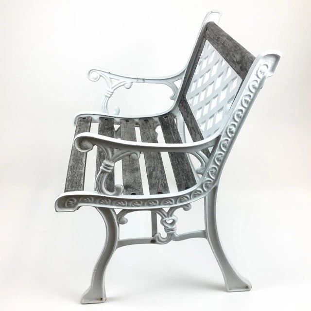 Shabby Chic Vintage Cast Iron Garden Bench For Sale - Image 3 of 13