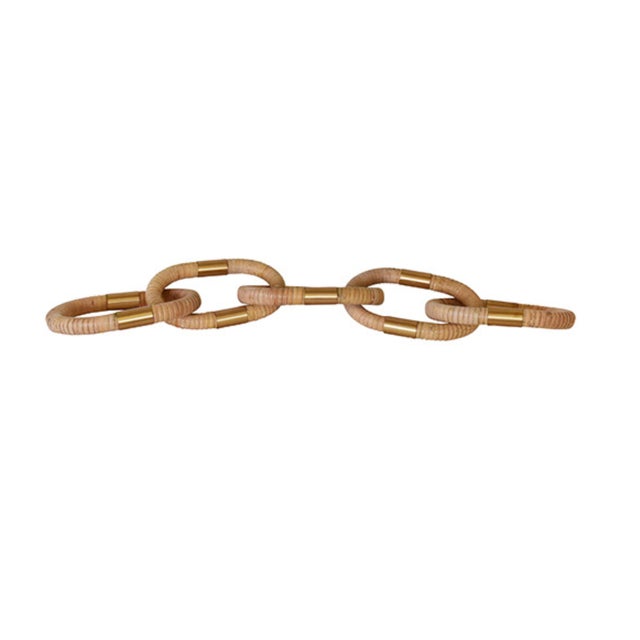 New special order item. Not vintage. OVAL NATURAL RATTAN DECORATIVE CHAIN WITH BRASS DETAIL Width:30.00" Height:4.50"...