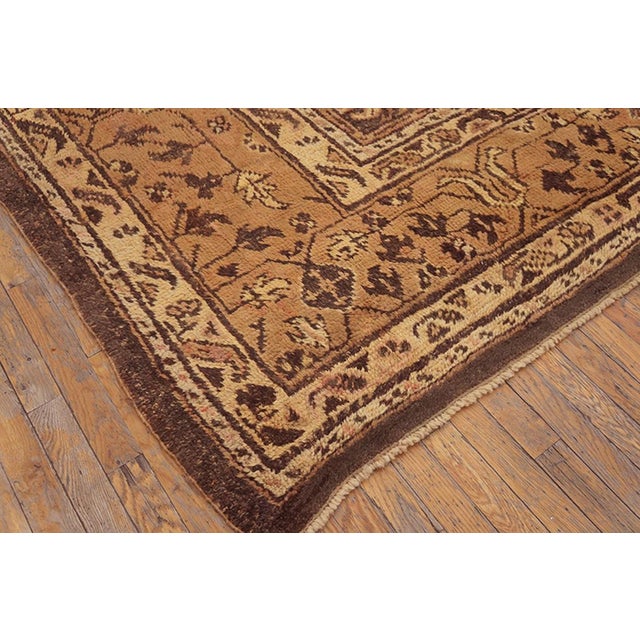 Early 20th Century 1920s Brown Chocolate Geometric Tribal Antique Turkish Oushak Rug 13' 4"x 14' 9" Handknotted Wool Carpet For Sale - Image 5 of 5
