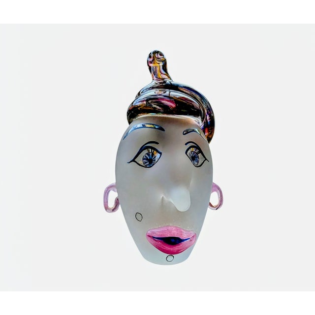 Figurative Kurt & Lynda Carlson Art Head Glass Sculpture, Unsigned For Sale - Image 3 of 12
