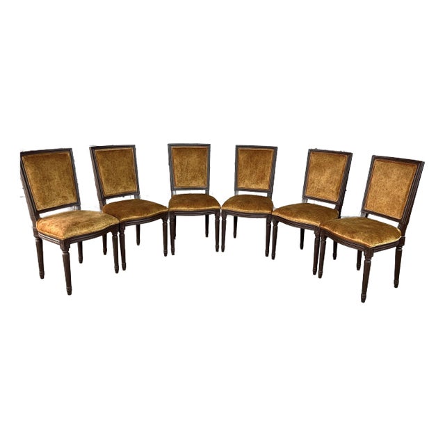 Louis XVI Style Square Back Dining Chairs – Set of 6 For Sale