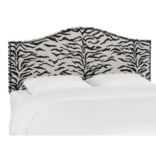 Ashland Headboard in Cream Black Linen Zebra, Queen For Sale