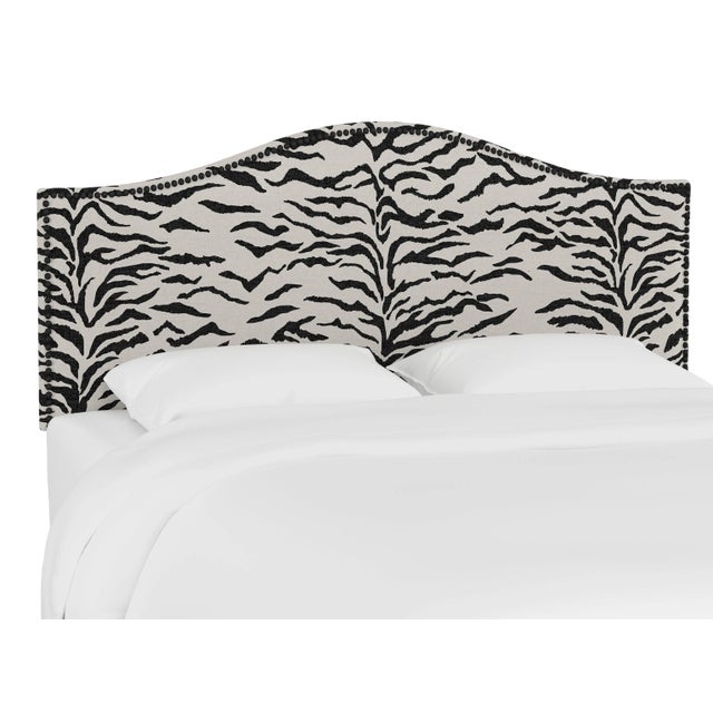 Ashland Headboard in Cream Black Linen Zebra, Queen For Sale