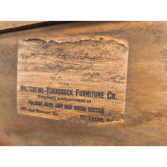 Antique St. Louis Holtgrewe-Vornbrock 3-Drawer Wood Chest With Original Label & Original Wood Wheel Casters For Sale - Image 16 of 16