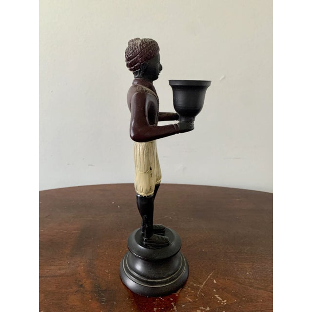 Pair of Vintage Painted Cast-Iron Figurative Double Candleholders For Sale - Image 11 of 12