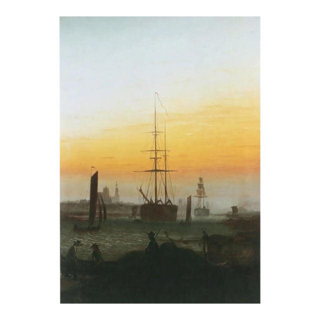 Caspar David Friedrich 'The Greiwalden Harbor' Renaissance Brown,Yellow Offset Lithograph For Sale