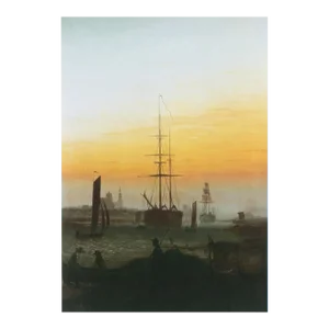 Caspar David Friedrich 'The Greiwalden Harbor' Renaissance Brown,Yellow Offset Lithograph