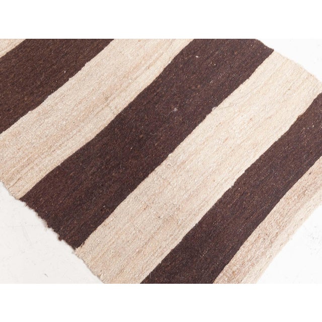 Textile Doris Leslie Blau Vintage Striped Ivory And Charcoal Hand-Knotted Wool Runner For Sale - Image 7 of 7