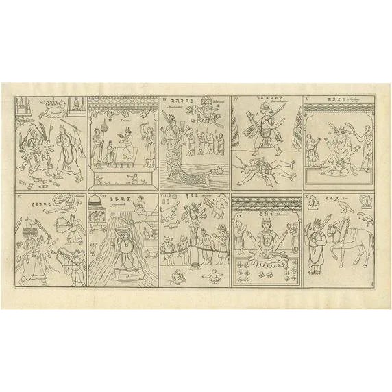 Early 18th Century Moubach, The Ten Divine Transformations, 1727, Print For Sale - Image 5 of 5