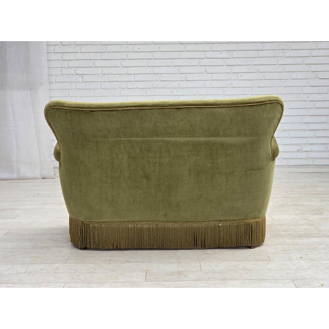 Danish 2-Seater Sofa in Light Green Furniture Velour, 1970s For Sale - Image 17 of 18