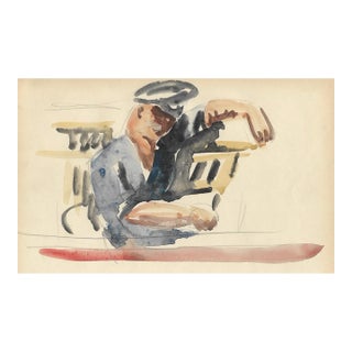 1930s Grace Spongberg Watercolor of a Man For Sale