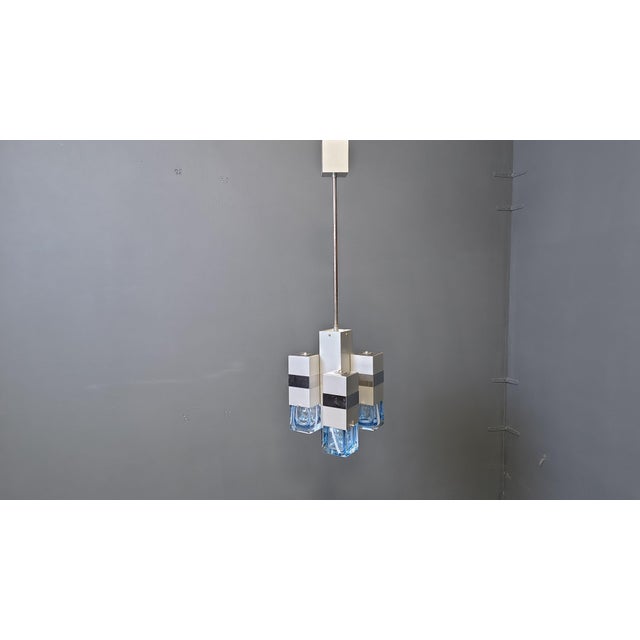 Glass Vintage Cubic Chandelier by Gaetano Sciolari, 1970s For Sale - Image 7 of 15