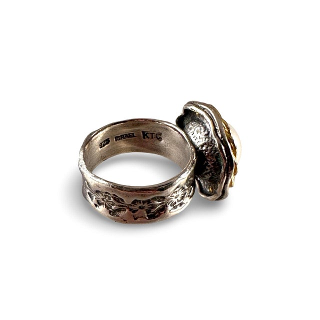 2000 - 2009 Sterling Silver & Vermeil Pearl Ring Sz 6 New! For Sale - Image 5 of 7