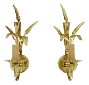 Vintage Golden Wheat Ear Wall Lights from Maison Masca, Florence, 1970s