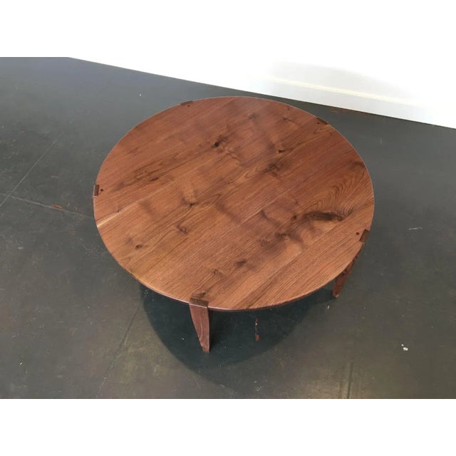 Contemporary Handcrafted Oslo Round Coffee Table in Oregon Black Walnut For Sale - Image 3 of 4