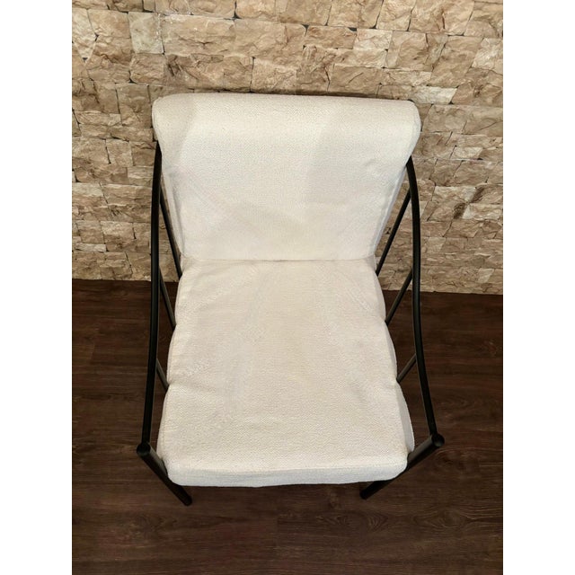 Early 21st Century Wrought Iron Black Lounge Chair with White Fabric For Sale - Image 5 of 18