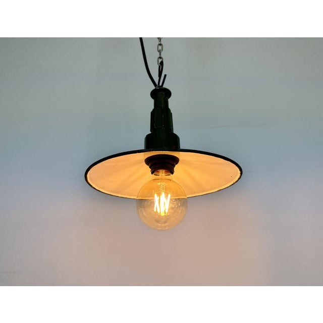 Industrial Blue Enamel Military Pendant Lamp with Cast Aluminium Top, 1960s For Sale - Image 14 of 16
