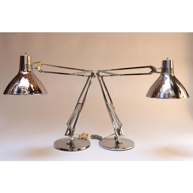 Mid-Century Modern Pair of Vintage Articulating Chrome Desk/Task Lamps by Jac Jacobsen for Luxo For Sale - Image 3 of 12