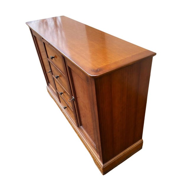 Small Louis Philippe Cherrywood Sideboard with 2 Doors and 4 Drawers, 1960s For Sale - Image 6 of 9