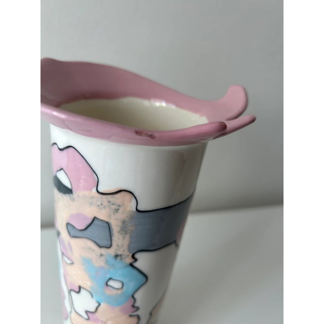 Ceramic 1980s Postmodern Ceramic Vase With Colorful Pattern Signed Gilson For Sale - Image 7 of 12