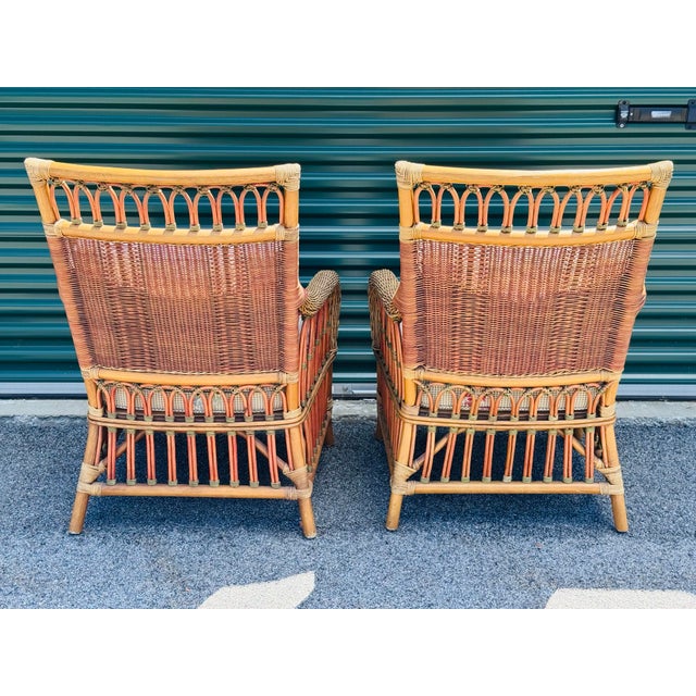 Vintage 1980s Braxton Culler Style Rattan Lounge Chairs, a Pair For Sale In Boston - Image 6 of 12