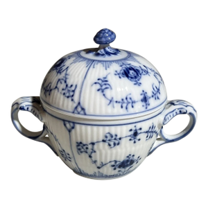 Vintage Royal Copenhagen Blue Fluted Twin Handled Sugar Bowl