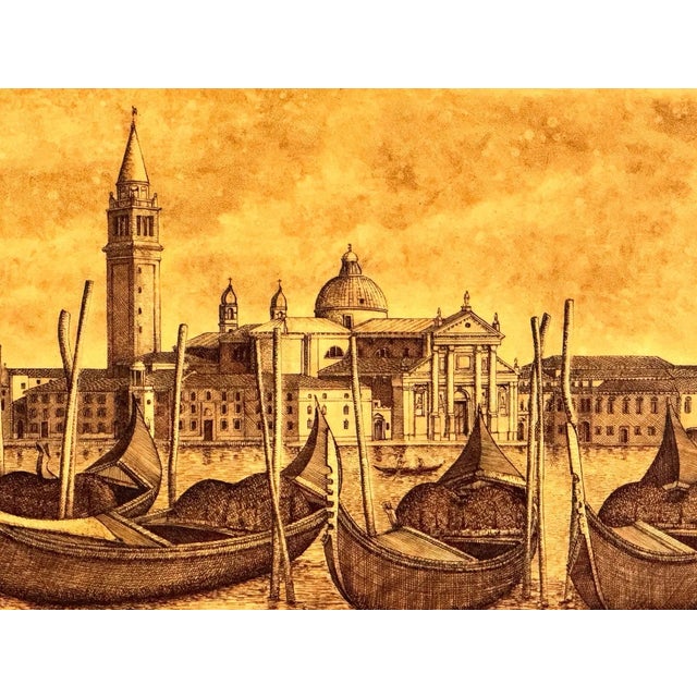 Exceptional Original Ink on Plaster Venezia Island of San Giorgio by the Twins Bugagiar For Sale In Portland, ME - Image 6 of 12