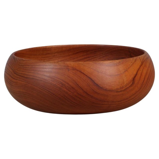 Brown Turned Teak Wood Bowl by Kay Bojesen, Denmark, 1960s For Sale - Image 8 of 8