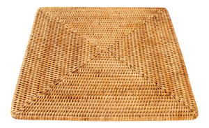 Artifacts Rattan Square Placemat in Honey Brown - 13"