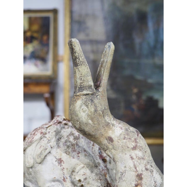 French A French 19th Century Painted Cast Iron Fountain Figure, ‘Enfant Au Canard’ For Sale - Image 3 of 18