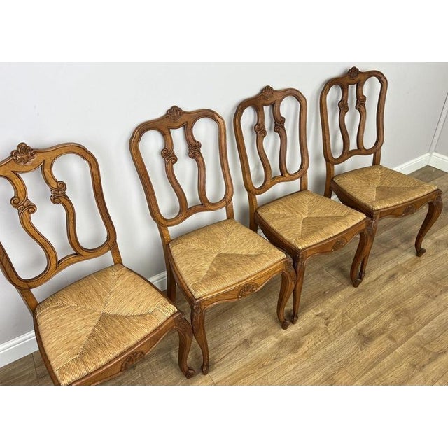 Vintage French Dining Chairs in Oak, Set of 8 For Sale - Image 6 of 14