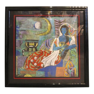 'Seated Woman' 1991 Mixed-Media on Paper For Sale