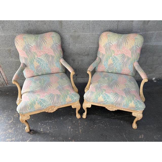 Sherrill Furniture A Pair of Palm Beach Regency Coastal Style Bergere Armchairs by Sherrill Furniture. Circa 1980s For Sale - Image 4 of 18