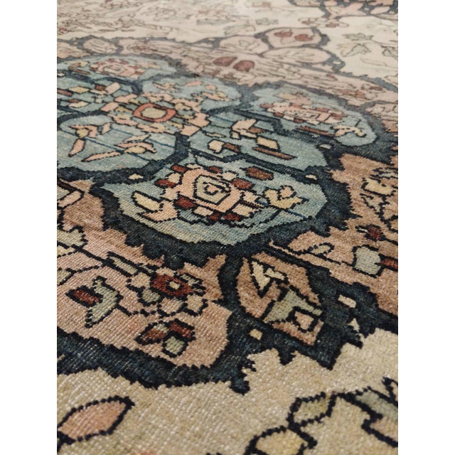 Textile Antique Farahan Sarouk Rug, Handmade Oriental Rug, Ivory, Lt Blue Navy Very Fine For Sale - Image 7 of 11