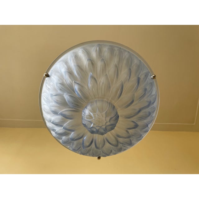 Beautiful hanging lamp from the art deco period 1930 France. The bowl has a beautiful blue color and looks like there are...