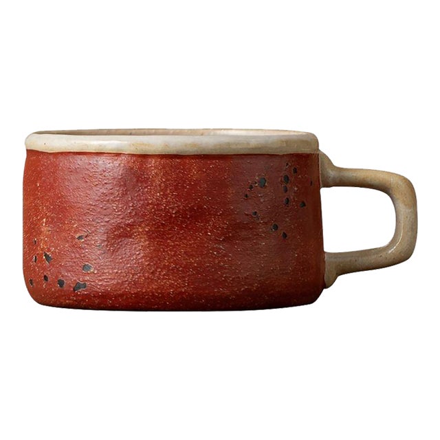 Hand-Thrown Terracotta Red Glazed Ceramic Mug For Sale