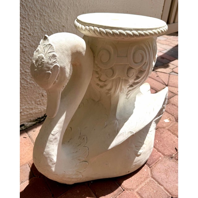 Plaster Swan Garden Stool or Drink Table For Sale - Image 9 of 9