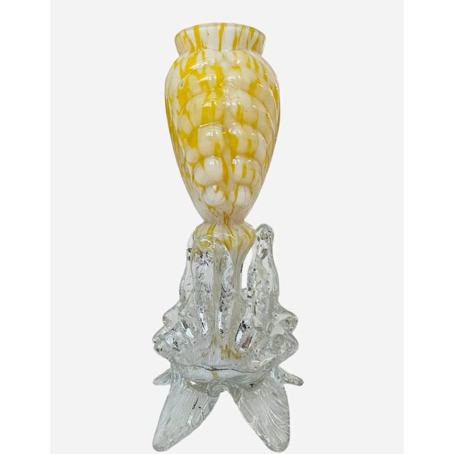 Early 20th Century Early 20th Century Bohemian Yellow and Clear Art Vase For Sale - Image 5 of 7
