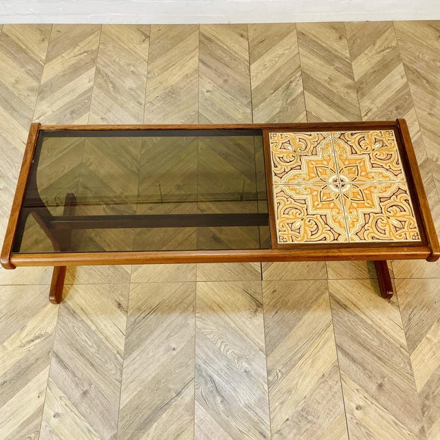 Mid-Century Long Glass and Ceramic Coffee Table from G-Plan, 1960s For Sale - Image 4 of 9