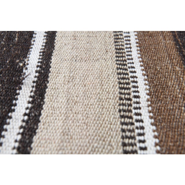 1970s Vintage Handmade Wool Cotton Brown Runner Rug For Sale - Image 4 of 11