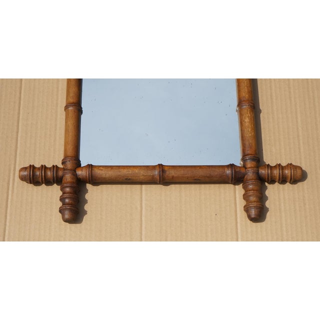 Antique English Faux Bamboo Wall Mirror with Foxed Glass For Sale - Image 3 of 9