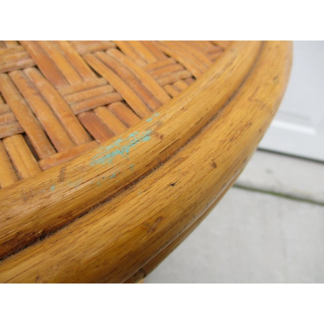 Bamboo and Rattan Round Tray Top Side Table For Sale - Image 10 of 11