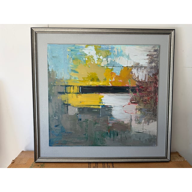 Original oil painting, signed by Maine Artist Nancy DeYoung, features a vibrant color palette of soft blues, deep grays,...