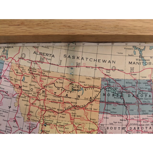 Wood Vintage Map of the United States Framed For Sale - Image 7 of 9