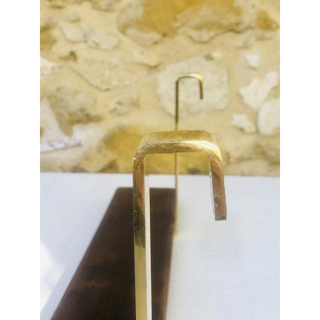 Vintage Brass and Wood Hanging Wall Shelf For Sale - Image 11 of 16