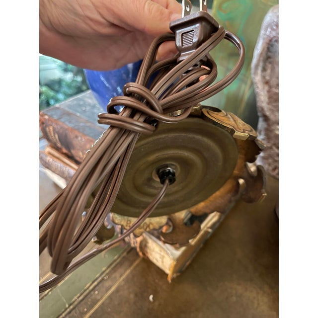 Vintage Royal Blue Glaze Vase Asian Lamp For Sale - Image 10 of 10