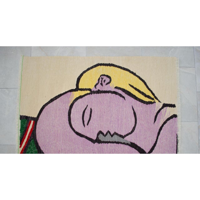 Hand Woven New Rug Kilim - Pablo Picasso Art Inspired - Contemporary Area Rug 3′8″ × 5′ For Sale - Image 13 of 17