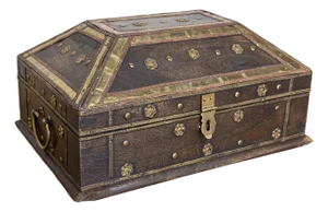Vintage Wooden Hinged Box W Metalwork Detail